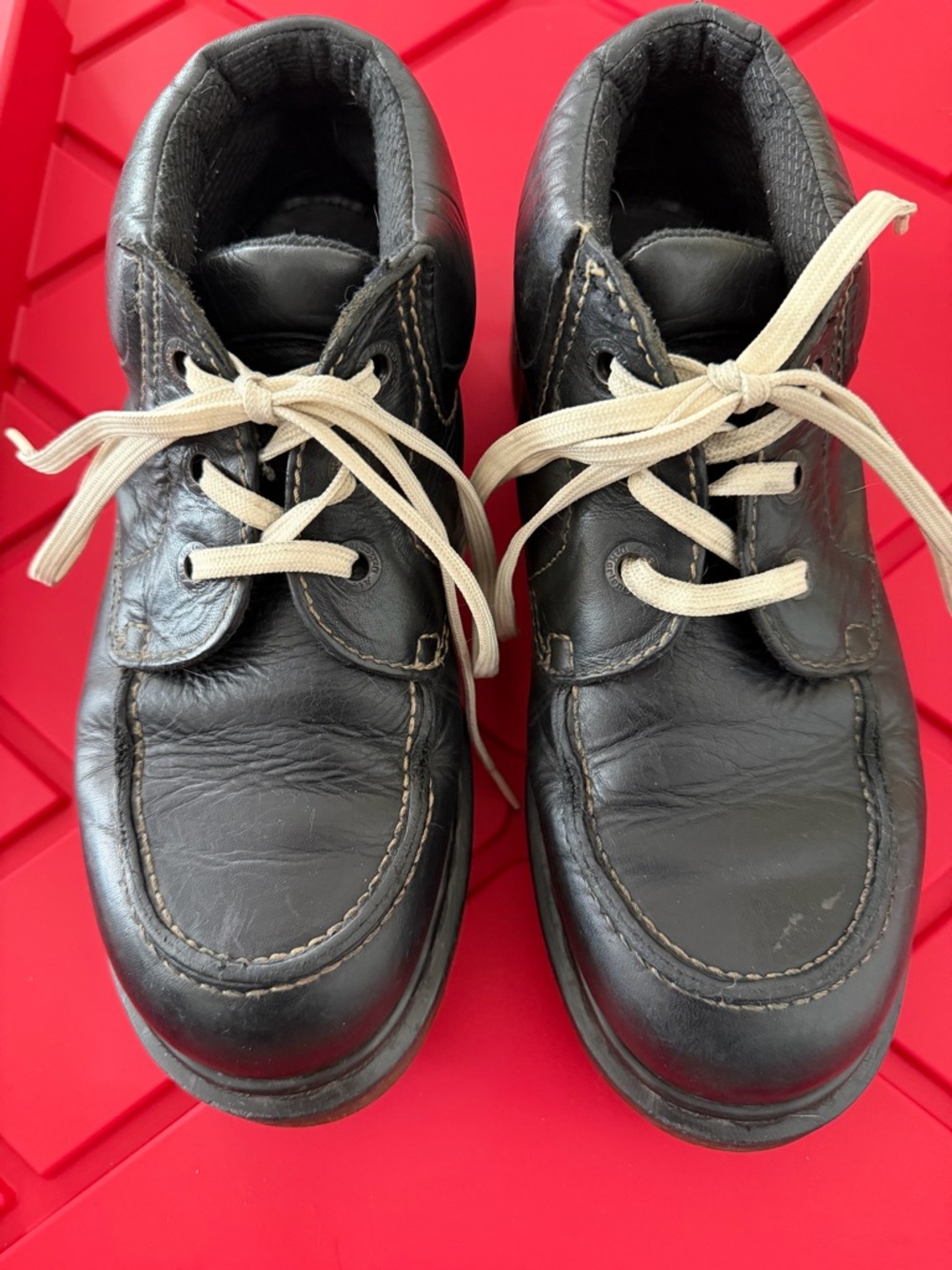 Dr. Martens Black Leather Ankle Boots with Cream Laces